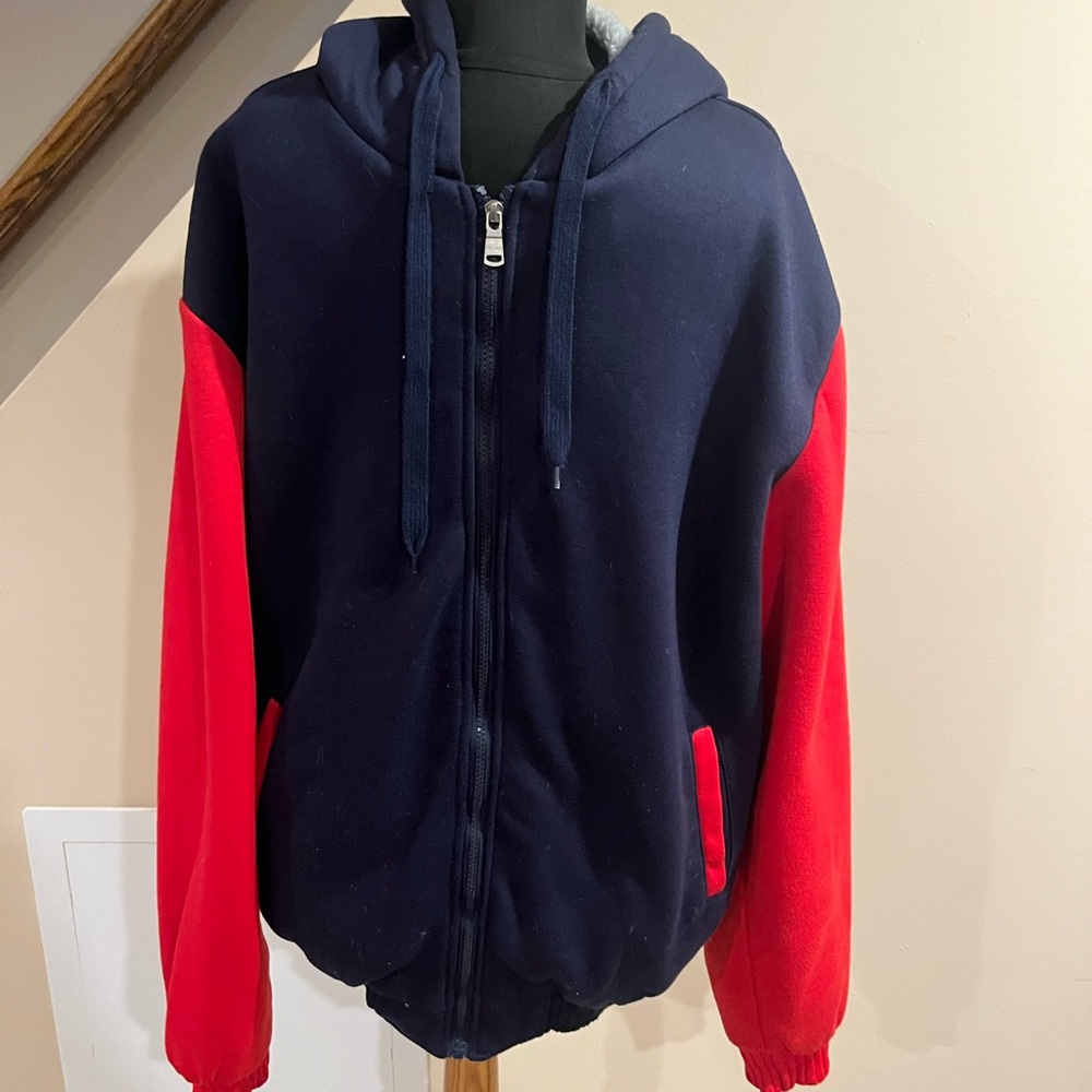 Navy and Red zip up Hoodie